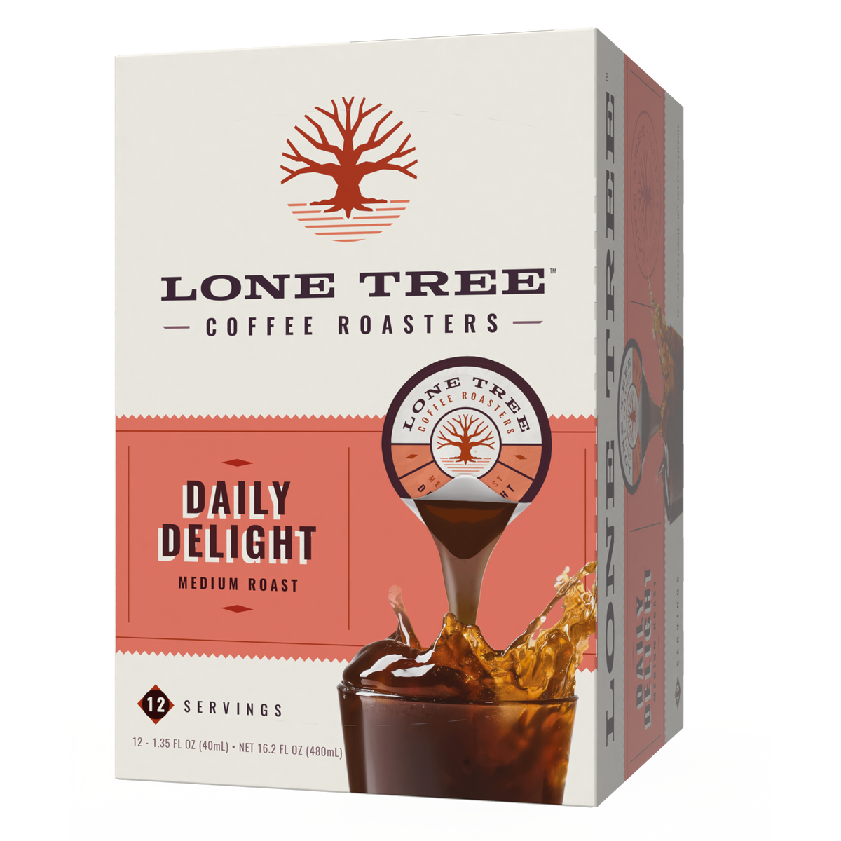 Java House Lone Tree Coffee Roasters medium roast Original Blend in a 12-count carton with colorful packaging.