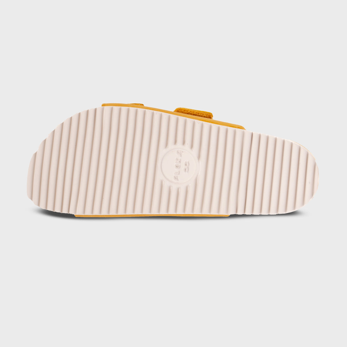 Fleks Riviera Leather Chamois outsole close-up showing smooth leather and durable construction.