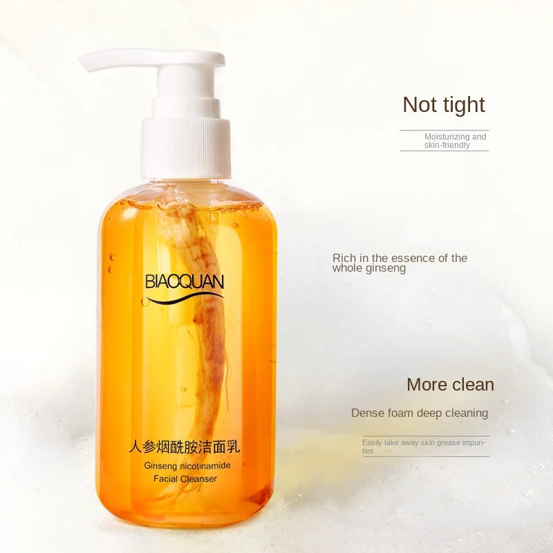 Blushimmer 200ml ginseng niacinamide facial cleanser for oil control and moisturizing face skin, suitable for skin care.
