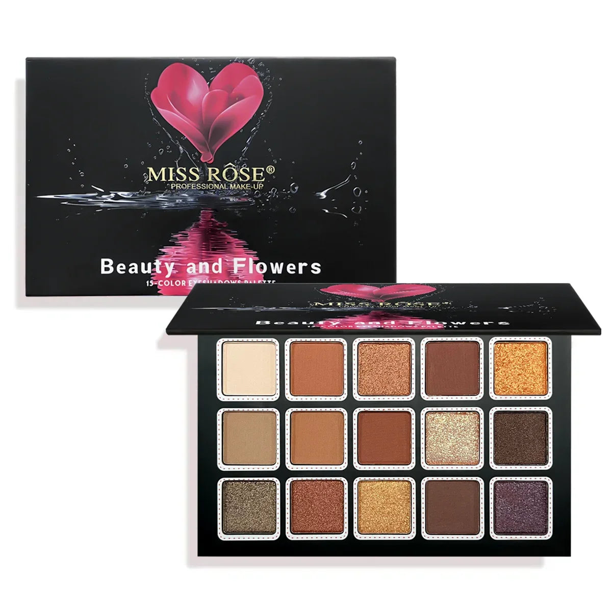 Blushimmer 15-color glitter eyeshadow palette with matte, waterproof, long-lasting pressed powder for eye makeup looks