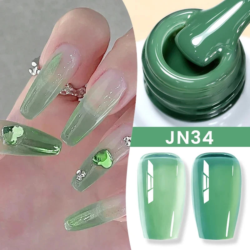 Blushimmer Born Pretty Jelly Nude Gel Nail Polish in light pink peach, translucent UV cure gel for DIY nail art at home