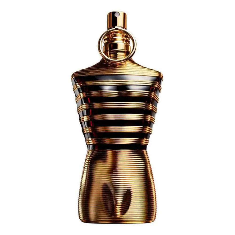 Jean Paul Gaultier Le Male Elixir men's perfume spray, 4.2 oz bottle with sleek packaging and fragrance details.