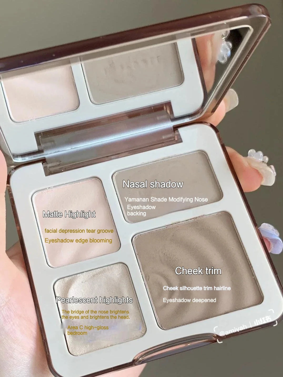Blushimmer Judydoll facial highlighter makeup palette with matte and shimmer powders for face contour and glowing skin.