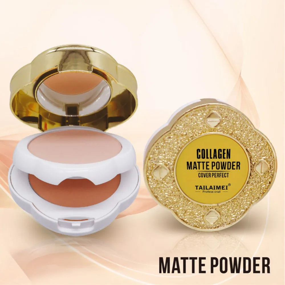 Blushimmer natural matte pressed powder compact with oil control and brightening face foundation for concealer and makeup.
