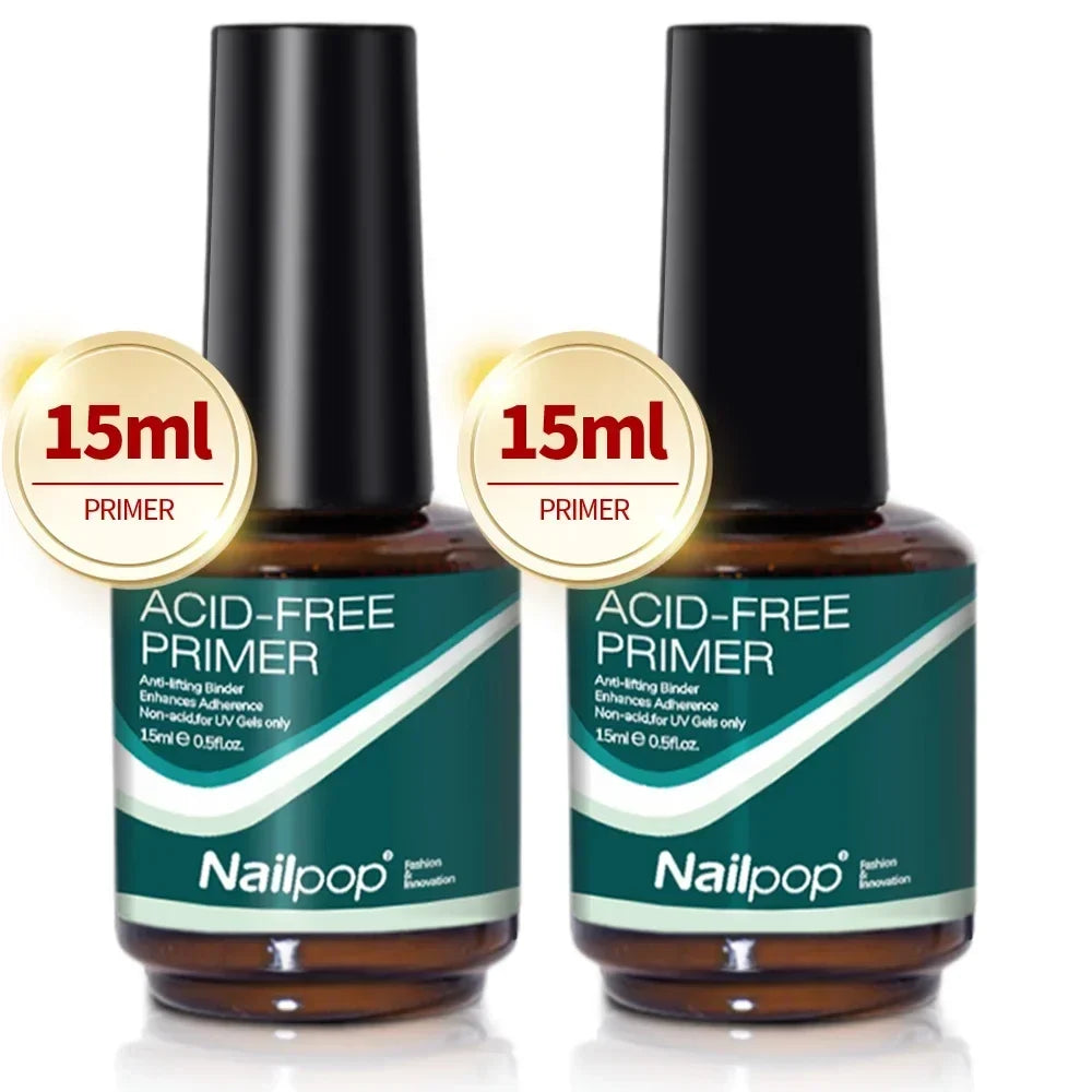 Blushimmer Nailpop nail dehydrator and primer set with acid-free natural nail prep for acrylic and UV gel nail polish application