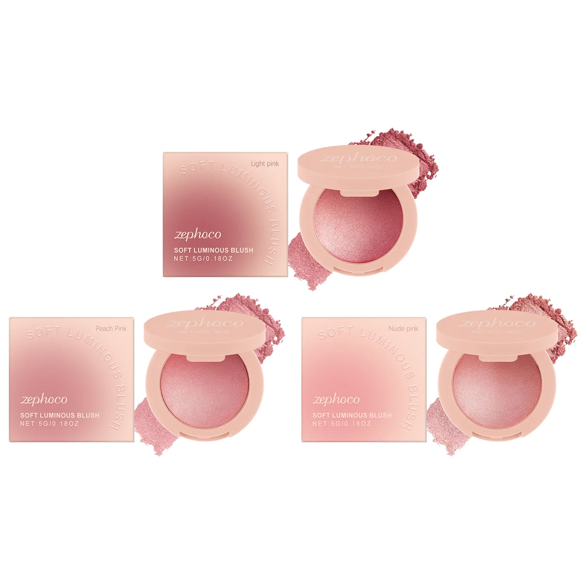 Blushimmer Pearl Blush with soft light pink powder for a natural, radiant finish, long-lasting and buildable for a delicate glow.