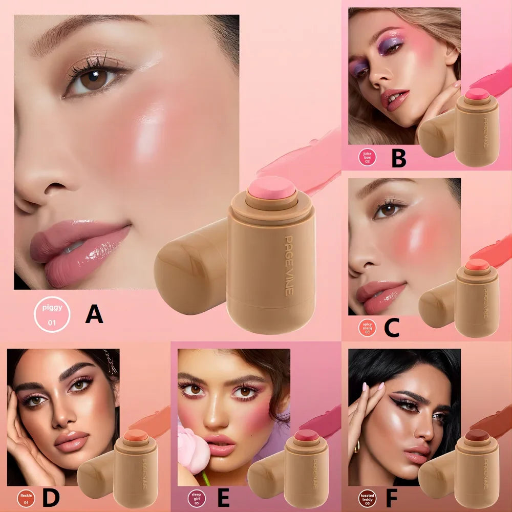 Blushimmer PAGE VINE Pocket Blush Stick in natural rouge, creamy blush and lipstick with easy-to-apply color and hydrating formula.