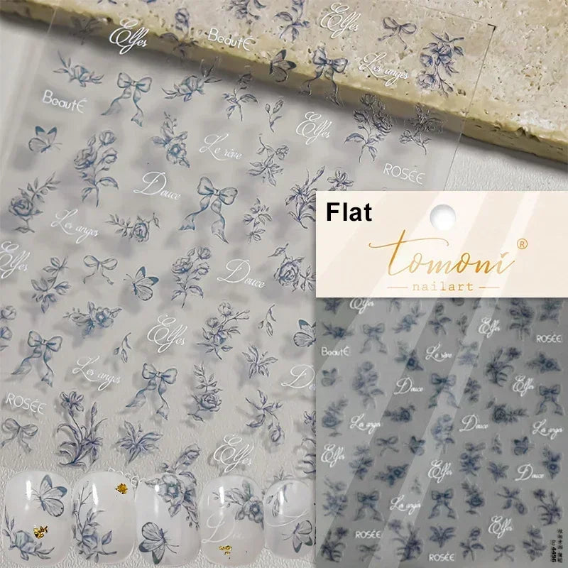 Blushimmer Jelly Butterfly 5D nail art sticker with rhinestone crystals, insect design, DIY self-adhesive manicure decoration.
