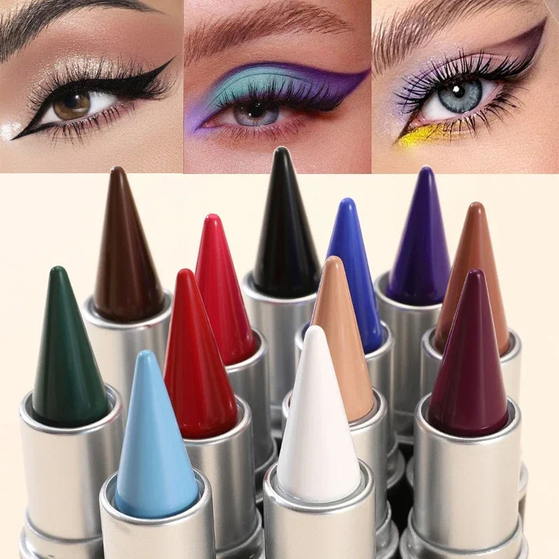 Blushimmer waterproof eyeliner gel in black and blue, quick-drying, matte finish, easy-to-wear eye makeup product with 12 color options.