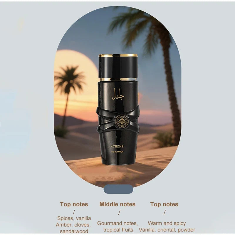 Luxury Arab perfume by Blushimmer featuring unisex floral, fruity, spicy, and musky notes in an elegant eau de parfum spray.