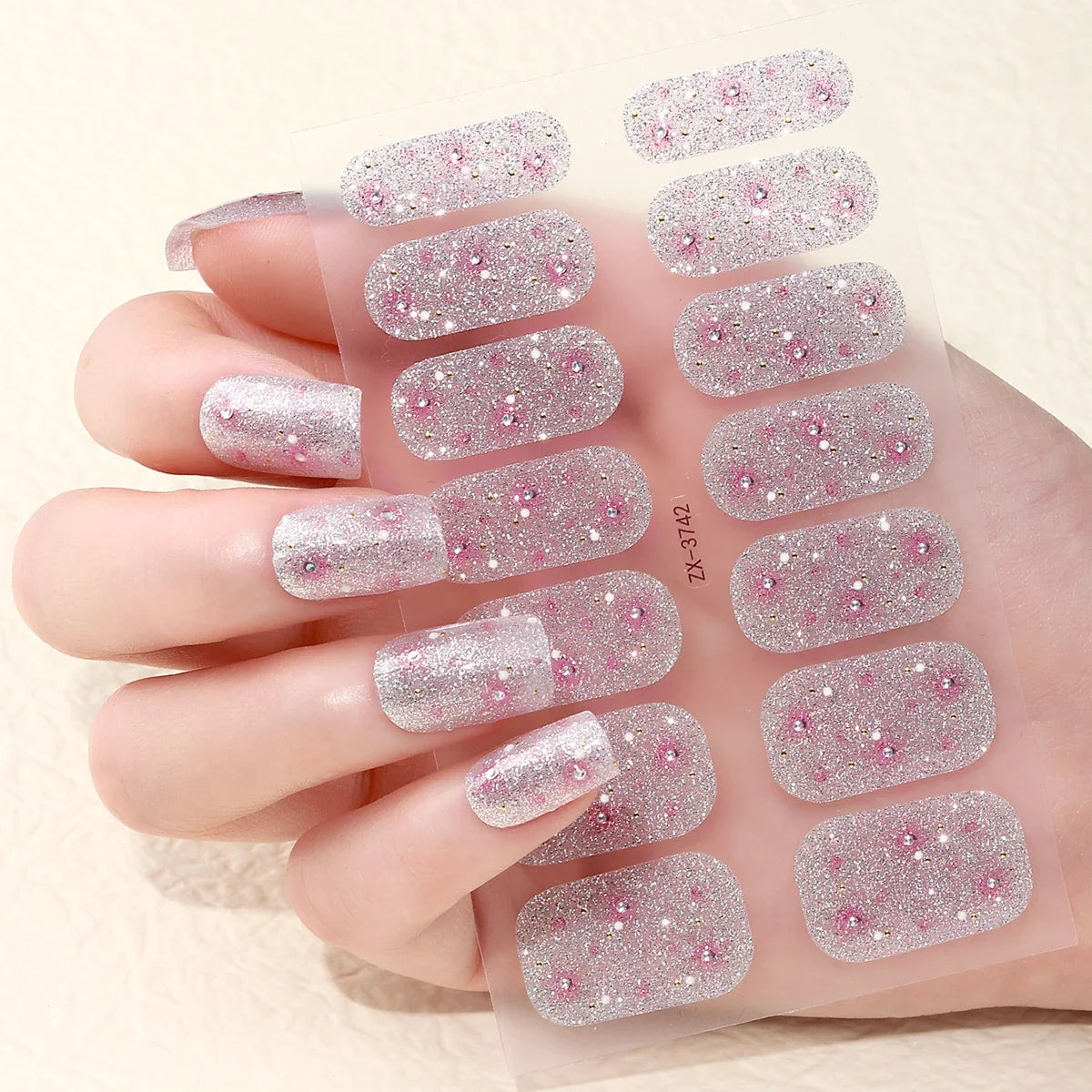 Blushimmer 14Tips DIY nail stickers with spring and summer floral designs, self-adhesive full cover nail decoration decal.