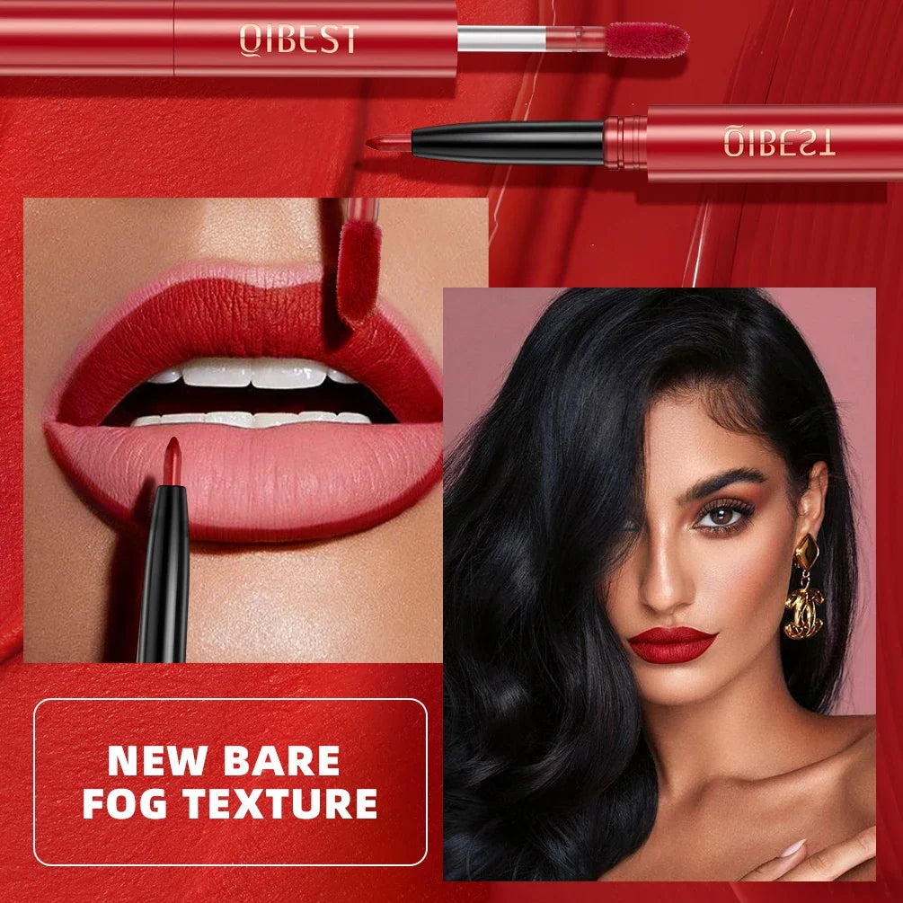2 In 1 Double-end Lipgloss Lipliner Moisturizing Lipgloss Waterproof Long Lasting Matte Lip Liner Pen Makeup Lipliner 6 Colors