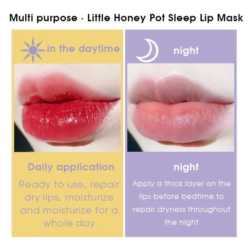 Blushimmer transparent honey lip mask in a jar, moisturizing and lightening lips, ideal for nightly lip care and reducing lip lines