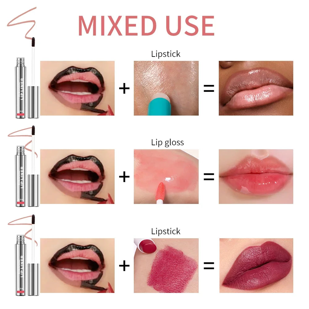 Blushimmer highly pigmented matte peel-off lip liner in four waterproof, transfer-proof shades, enhancing and defining lips.