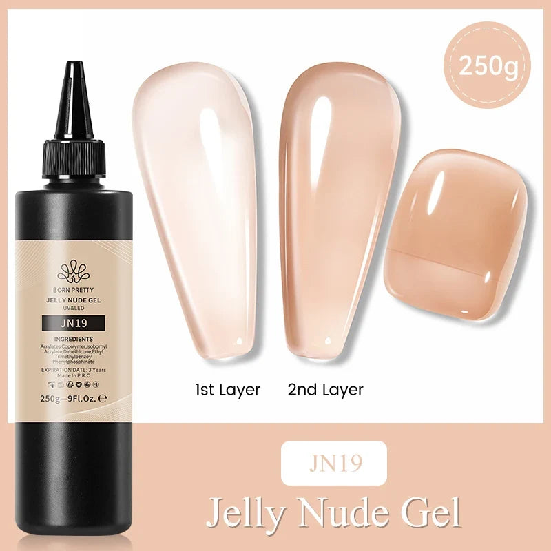 Blushimmer Born Pretty black and white gel nail polish set, semi-permanent jelly nude color, soak-off UV LED gel refilled package