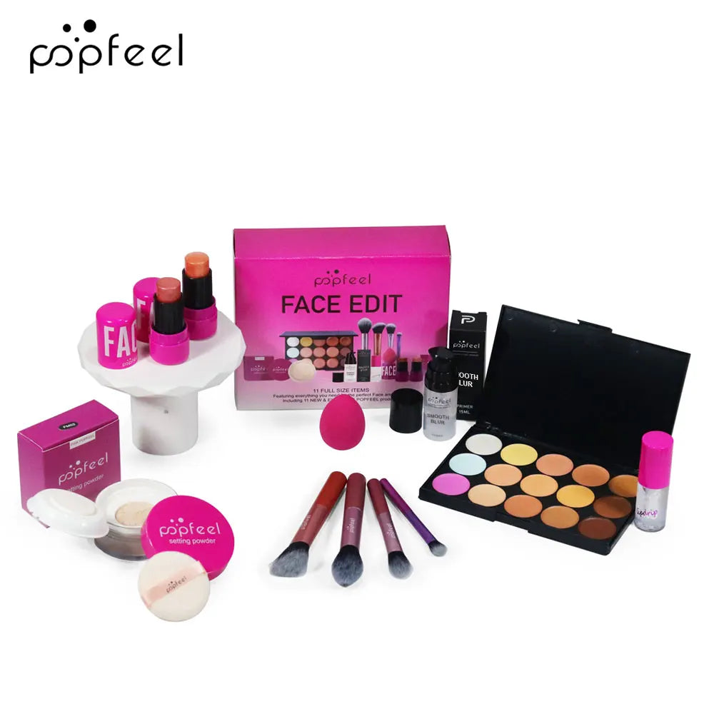 Blushimmer POPFEEL Valentine's Day makeup gift set with 11-piece all-in-one kit including concealer for girls and women.