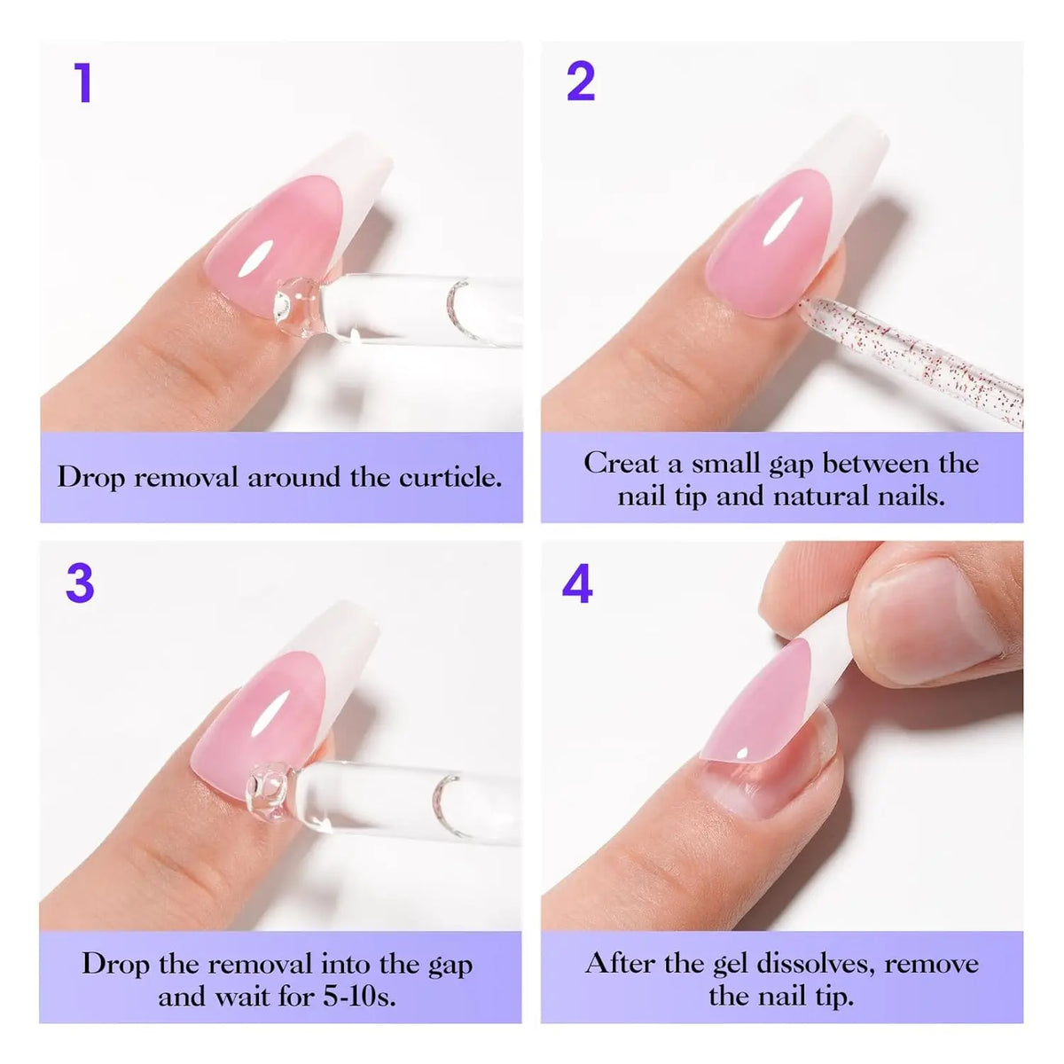 Blushimmer GELLEN 40ml nail glue remover for press-on nails and UV gel, odorless, gentle formula, non-acetone nail care supplies.
