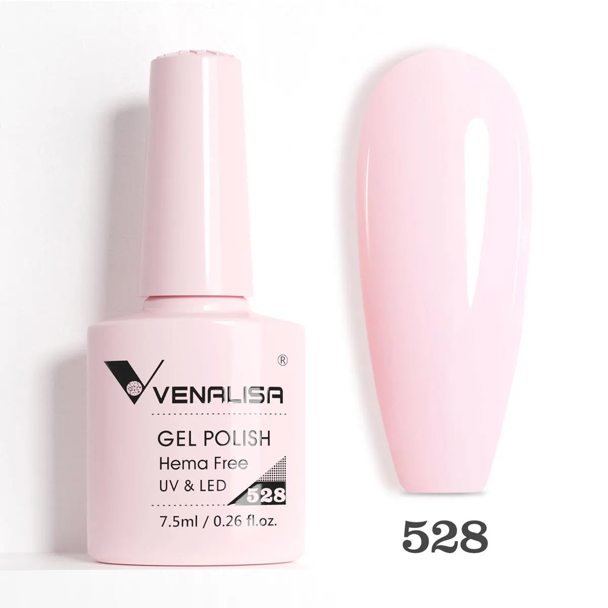 Venalisa Blushimmer glitter gel polish in pink nude for UV and LED nails, full coverage, soak-off, French nail design.
