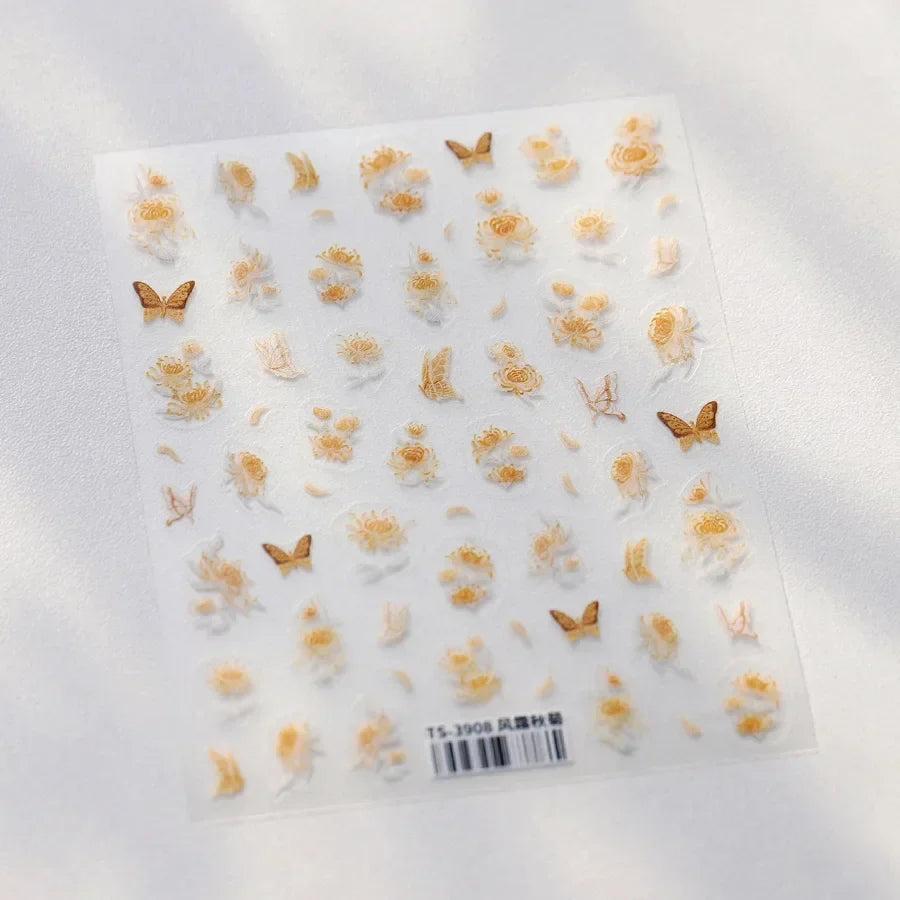 Blushimmer Jelly Butterfly 5D nail art sticker with rhinestones and shiny insect design for DIY manicure decoration