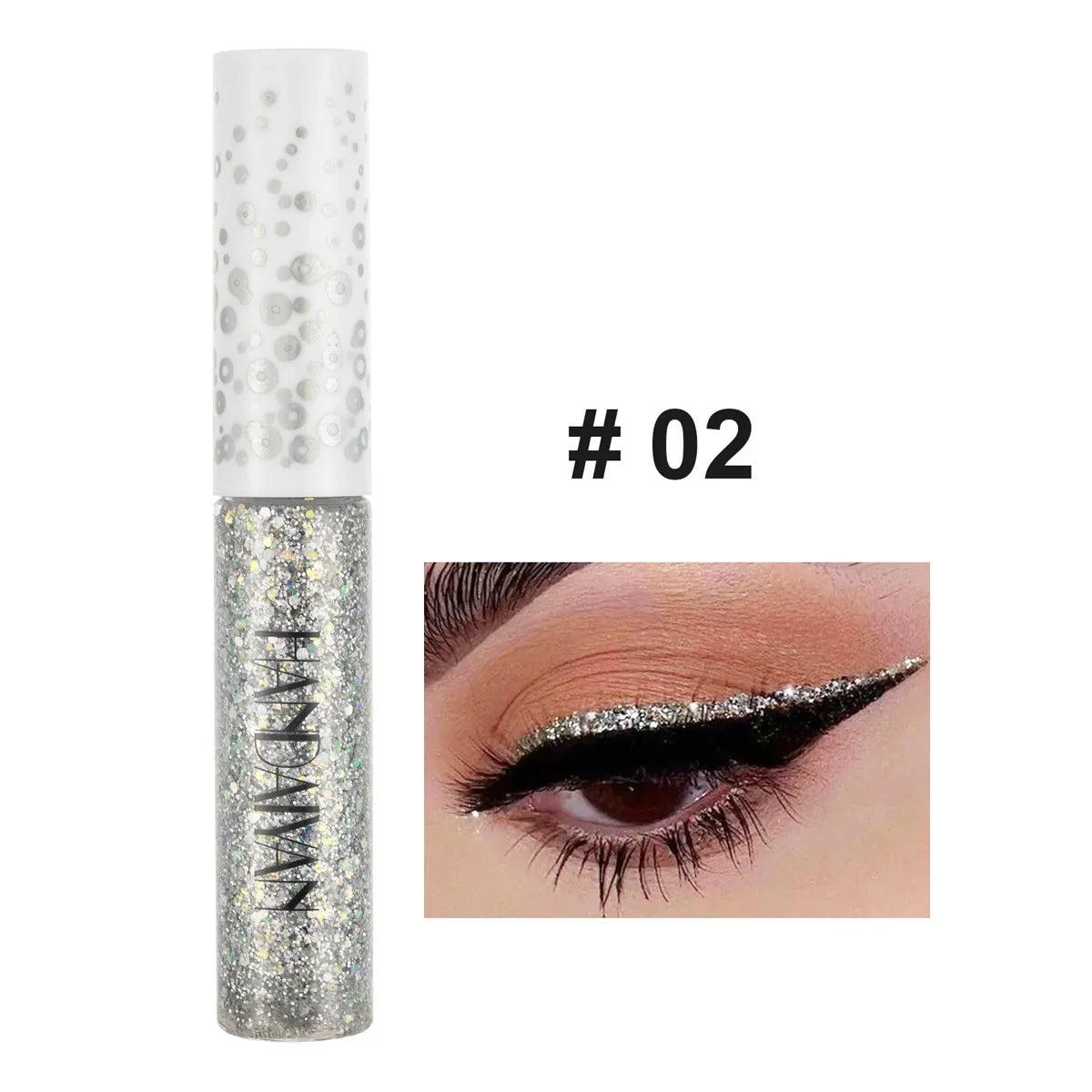 Shiny liquid eye liners in 12 colors including silver, rose gold, and glitter metallic shades by Blushimmer for women.