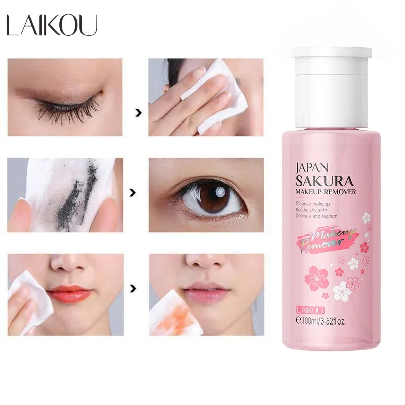 Blushimmer LAIKOU portable makeup remover bottle with gentle cleansing liquid for face, eyes, lips, and lashes, 100ml