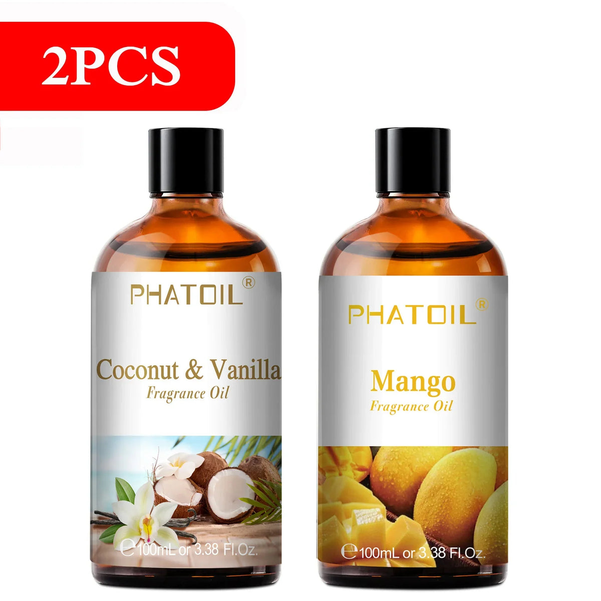 Blushimmer PHATOIL aromatherapy fragrance oil set with coconut, vanilla, strawberry, cherry, lemon for diffusers and candle making