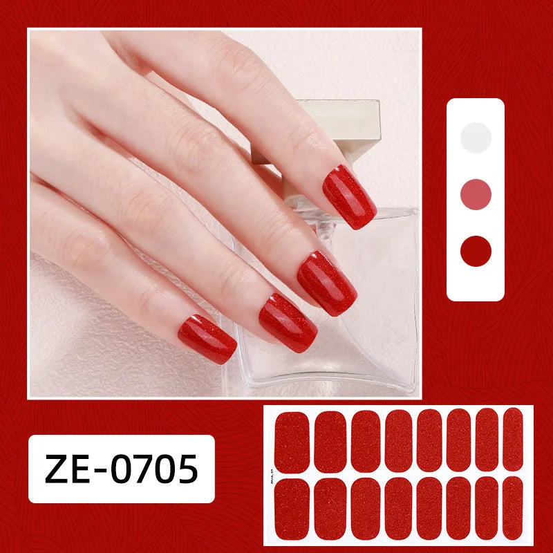 Gradient cat eye style nail art stickers by Blushimmer, 16-piece waterproof glitter false nail decals with self-adhesive backing.