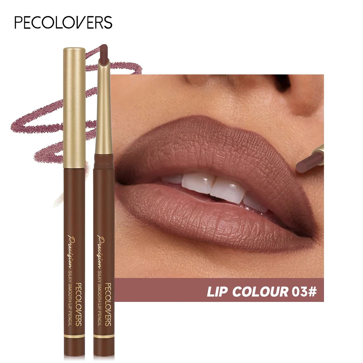 Blushimmer matte 6-color lip liner pencils with bevel design, nude brown shades, natural lip contour and lasting lipstick makeup