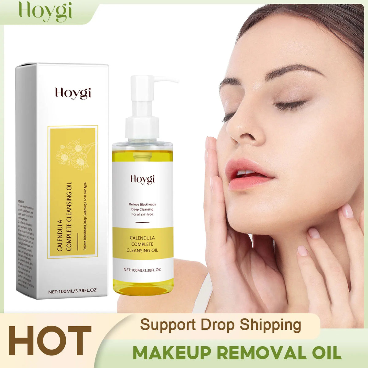 Blushimmer makeup remover oil for instant, gentle facial cleansing, refreshes sensitive skin, non-irritating clear oil formula