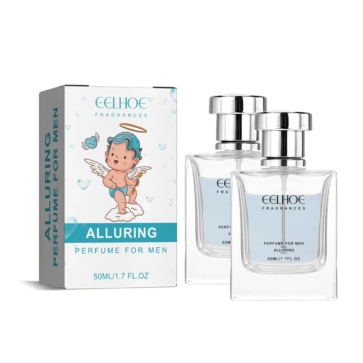 EELHOE 50ml Cupid men's pheromone perfume by Blushimmer, featuring a sleek bottle and rich fragrance for attraction and confidence.