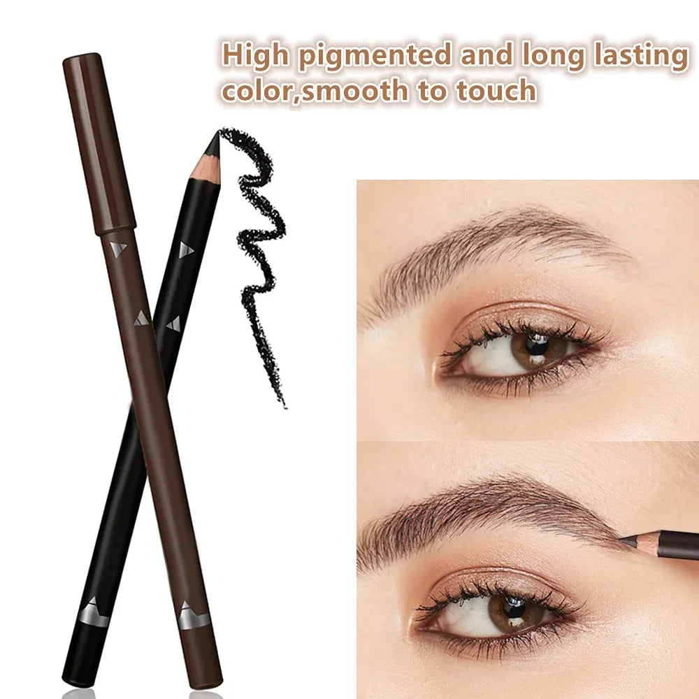 Set of 6/12 waterproof eyebrow pencils by Blushimmer, professional eye makeup pens for natural black and brown eyebrow color.