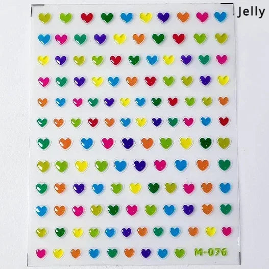 Colorful Cat's Eye 5D gradient nail art stickers with European love heart and crystal wing designs for manicure decoration.