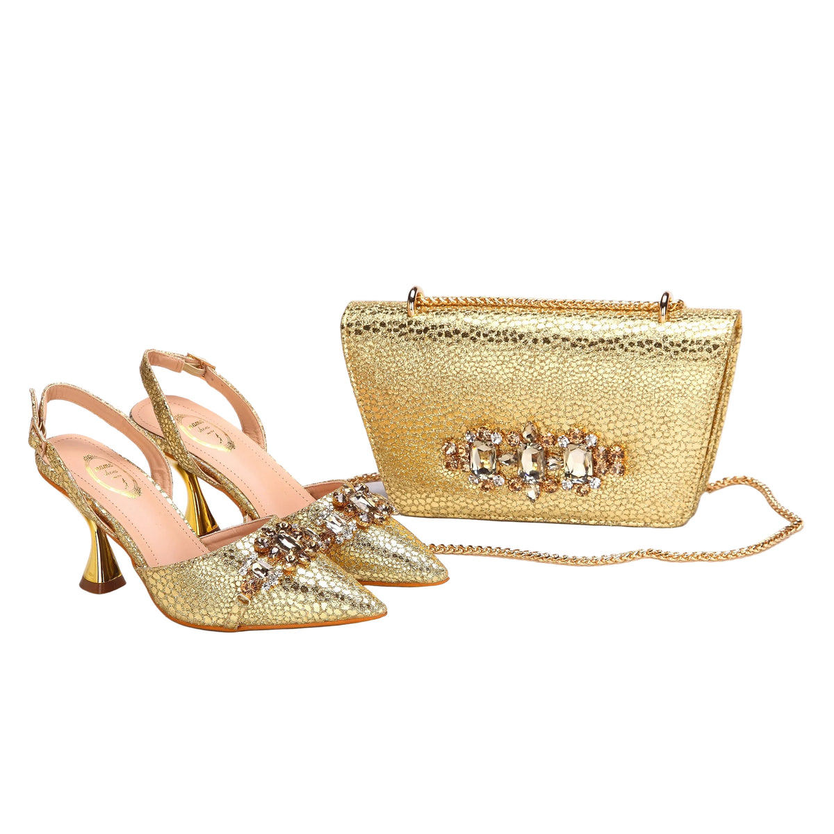 Women's pointed toe shoes and matching bag set by EdleessFashion, stylish accessories for elegant outfits.