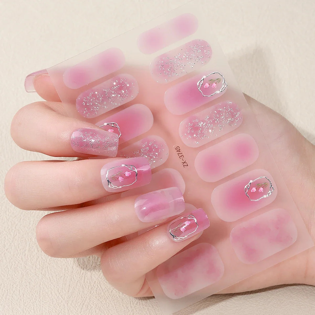 Blushimmer spring summer floral DIY nail stickers with 14 tips, self-adhesive full cover nail decoration decals.
