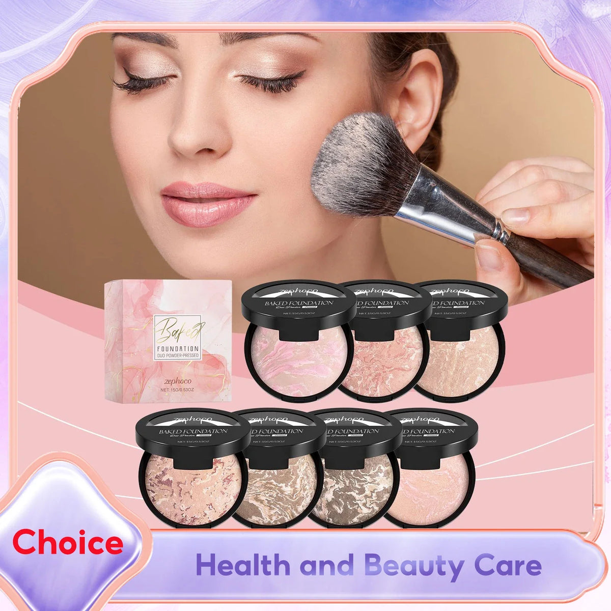 Blushimmer full coverage pressed powder foundation with oil control, brightening, waterproof, and long-lasting face makeup finish.