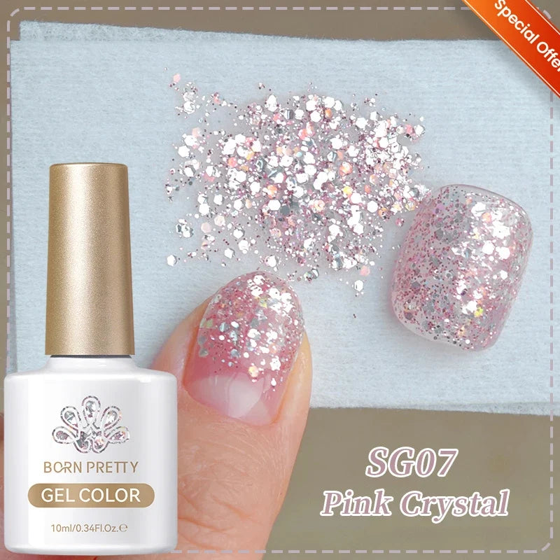 Silver Carat Mirage Reflective Glitter Gel Nail Polish by Blushimmer, showcasing sparkling ultra-shine UV soak-off nail art gel in a 10ml bottle.