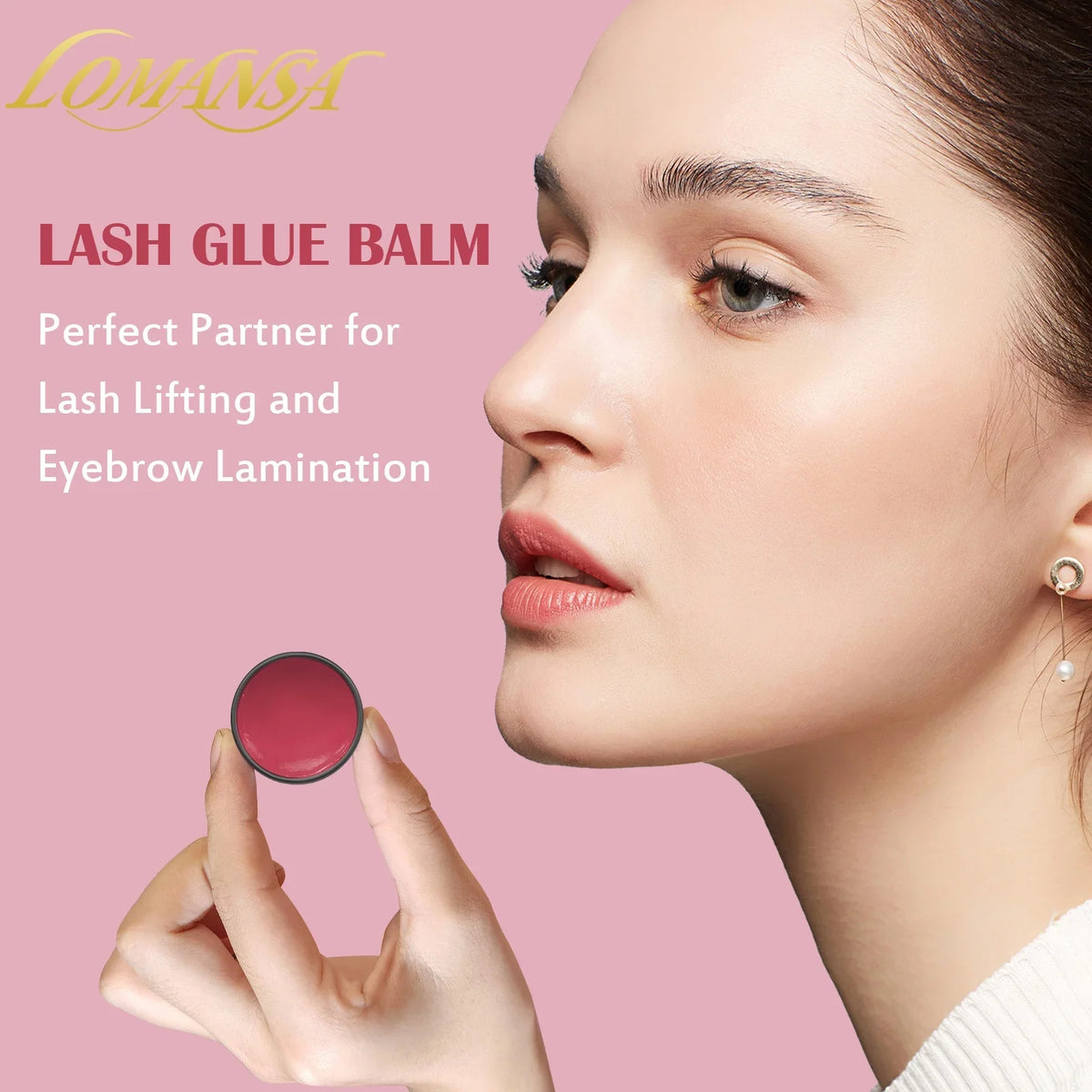 Blushimmer Lomansa Korean lash lift glue balm for eyelash lifting and curling, 5/10g adhesive treatment in a small jar.