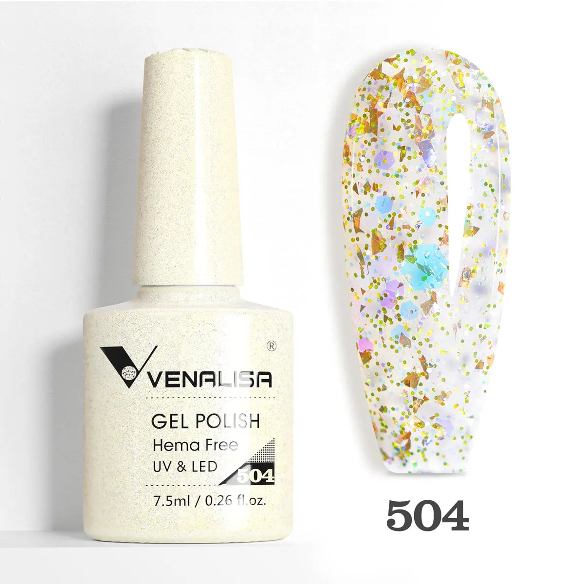 Venalisa Blushimmer glitter nail gel polish in pink nude for UV and LED nails with full coverage and soak-off formula.