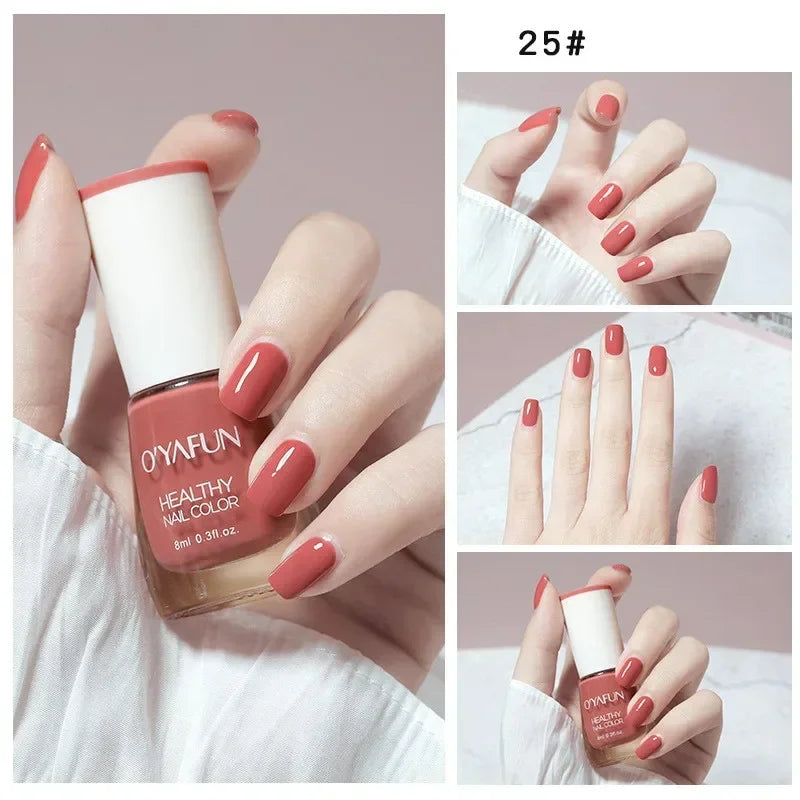 Blushimmer 8ml matte waterproof nail polish with glitter sequins, quick-dry, no-bake formula, suitable for nail art and UV varnish.