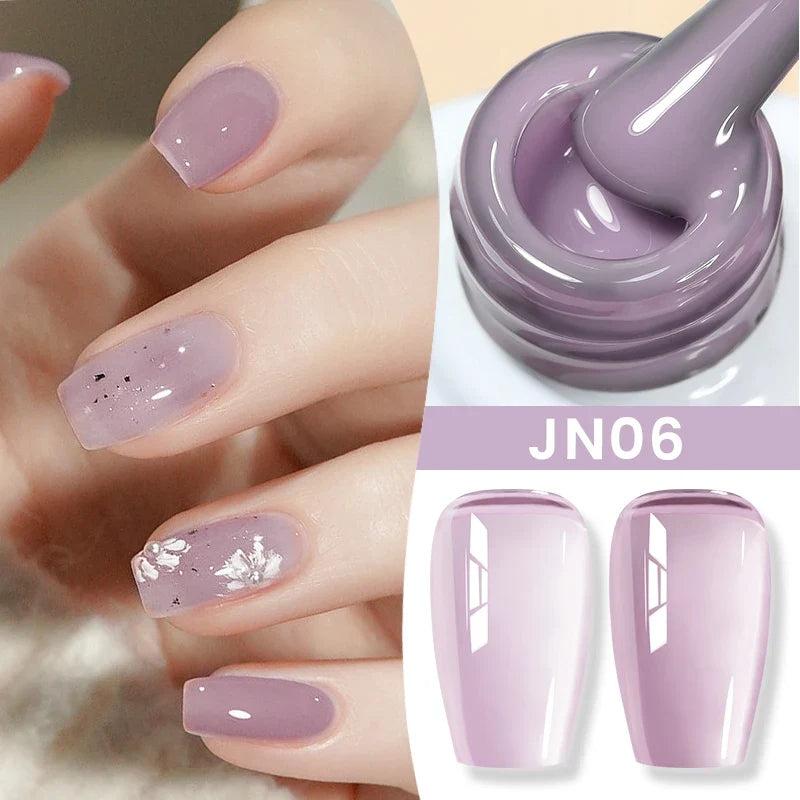 Blushimmer Born Pretty Jelly Nude Gel Nail Polish in light pink peach, 10ml translucent UV cure gel for DIY nail art at home