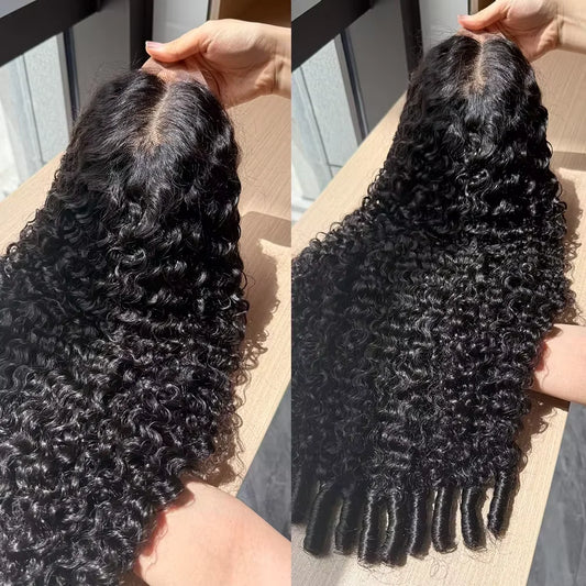 Burmese curly lace frontal wig with 13x6 and 13x4 transparent HD lace, pre-plucked, 200% density, natural human hair from Selvanelle