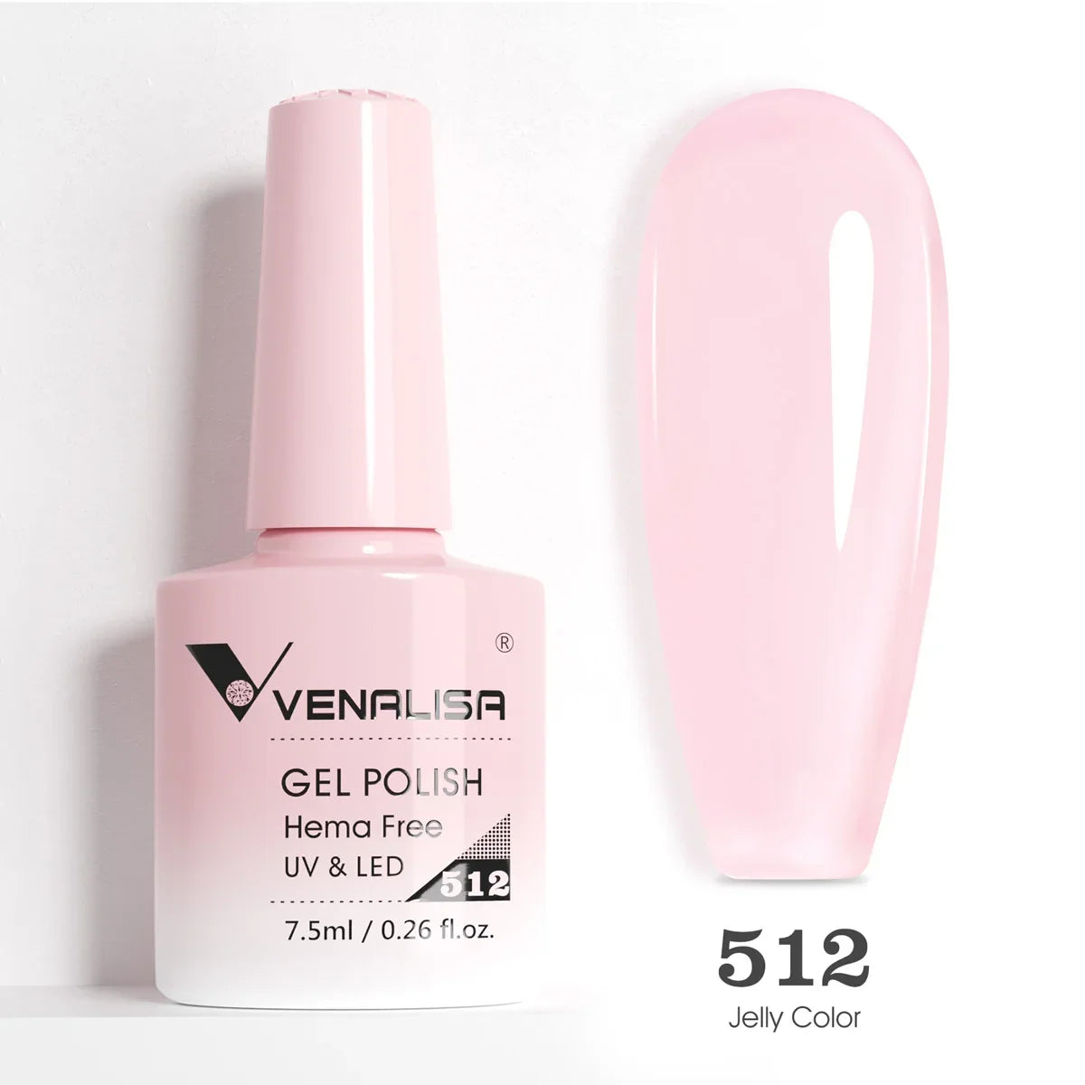Venalisa Blushimmer glitter gel polish with pink nude full coverage for UV and LED French nails, soak-off TPO free nail gel