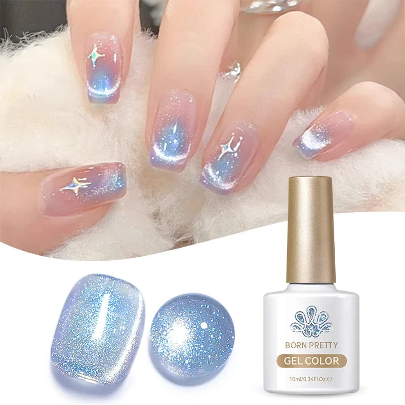 Born Pretty 10ml purple grape cat magnetic gel nail polish with glass beads, featuring a fruit-inspired design and whitening properties.