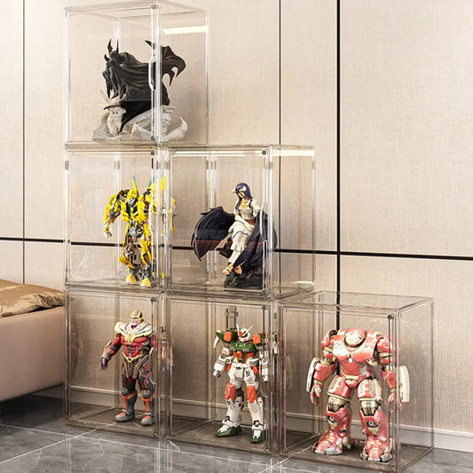 Clear acrylic storage box organizer for figures and makeup, large capacity, ideal for blind boxes and bags by Blushimmer