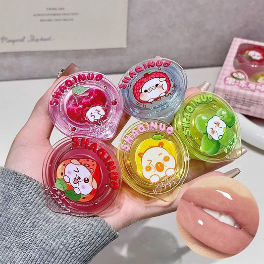 Blushimmer Shaqinuo Jelly Lip Mask in a red jar, moisturizing and hydrating lip balm for smooth, soft lips during winter.