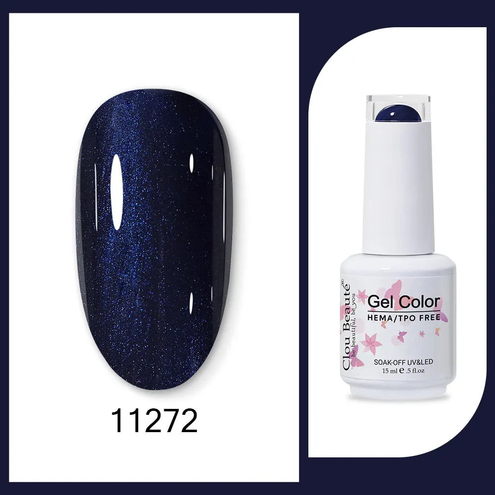 Blushimmer Clou Beaute neon gel nail polish base and top coat in red, black, white, green, and velvet finish with 400 semi-permanent colors
