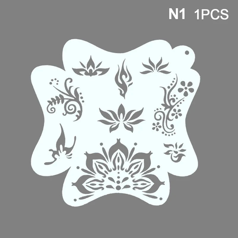 Reusable Blushimmer body painting stencils with face art stamps and temporary tattoo templates on plastic sheets.