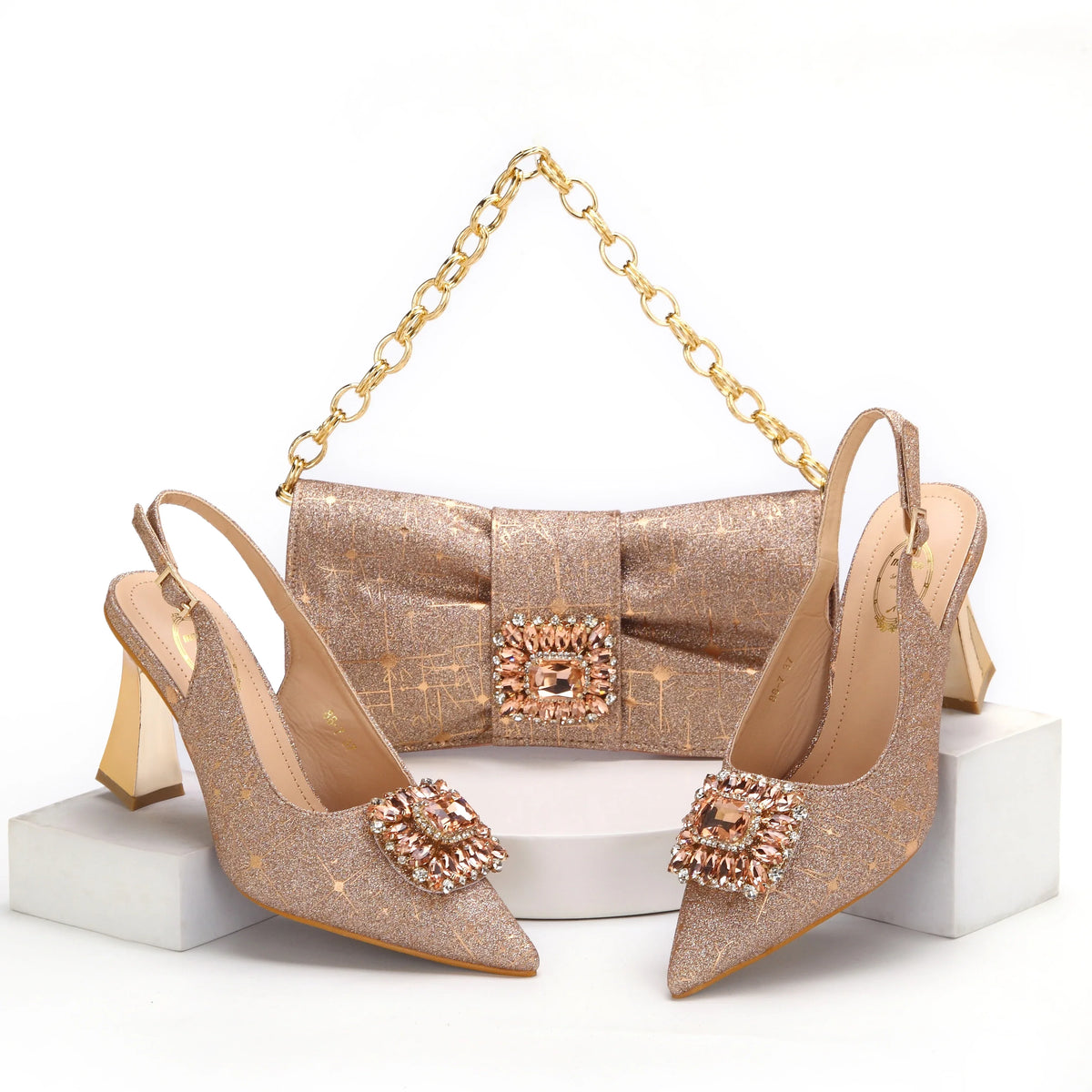 Luxurious shoes and matching bags set by EdleessFashion, featuring elegant designs for stylish occasions.