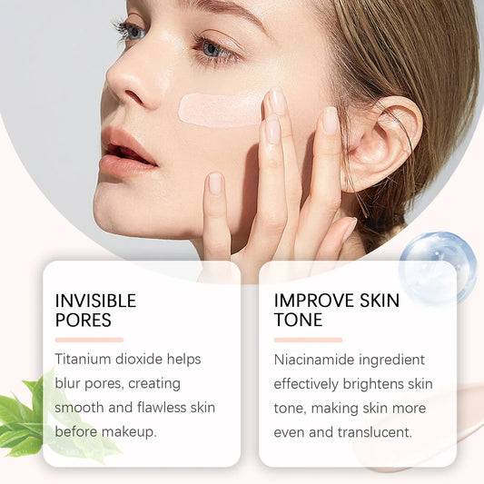 Blushimmer Invisible Pore Soft Focus Makeup Primer cream with natural, long-lasting moisturizing and skin tone modification.