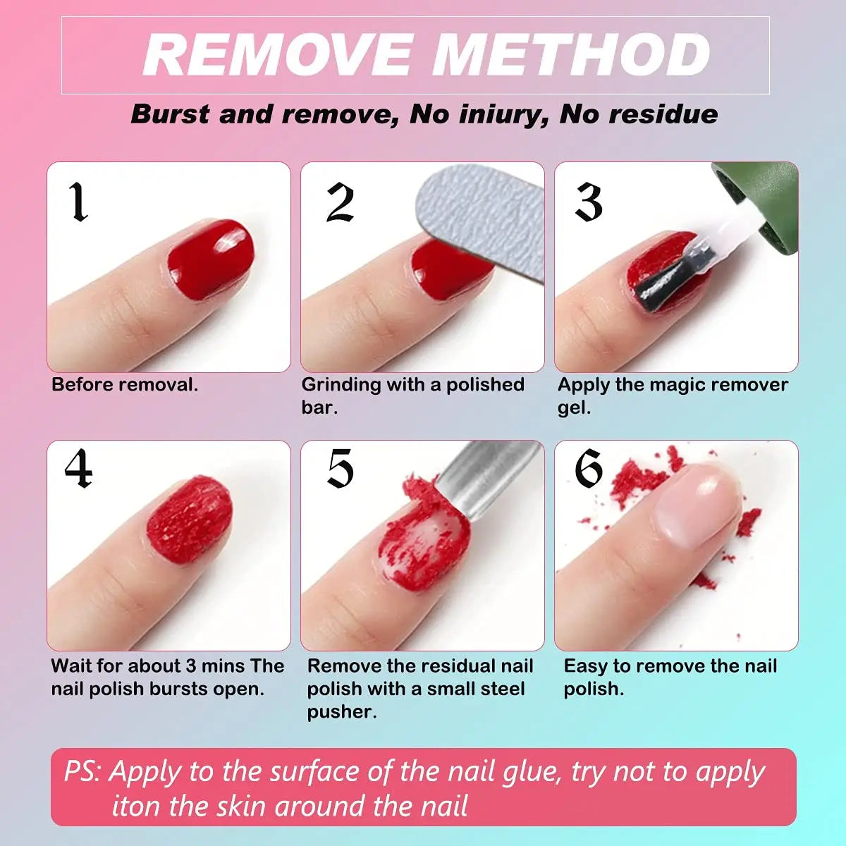 Blushimmer 15ml Magic Fast Disarm Nail Gel Polish Remover with UV soak-off tools for semi-permanent nail art removal.